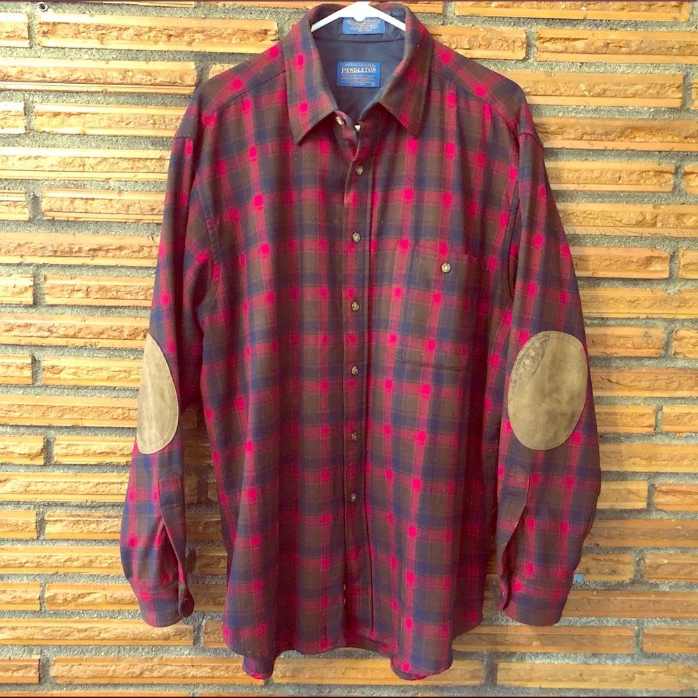 Vtg Pendleton virgin wool plaid button up size L